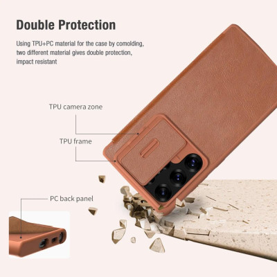 Bao da cho Samsung Galaxy S25 Ultra 5G và S22 - S23 Ultra 5G Nillkin Qin Pro - bảo vệ Camera - Hàng chính hãng