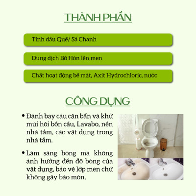 Nước tẩy rửa bồn cầu Hữu cơ diệt khuẩn Ecocare với tinh chất Sả chanh 1L