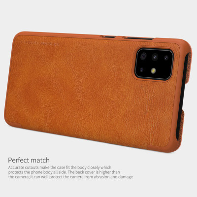 Bao da dành cho Samsung Galaxy A51 hiệu Nillkin Qin (Chất liệu da thật, có ngăn đựng thẻ, mặt da siêu mềm mịn) - Hàng chính hãng