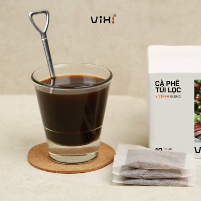 Cà phê Blend túi lọc nguyên chất tiện lợi rang mộc ViXi hộp 8g
