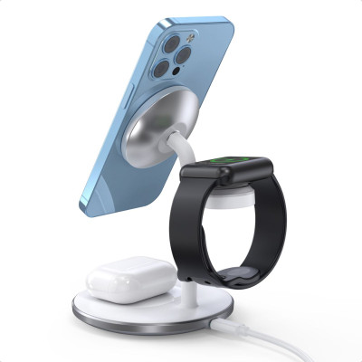 Đế sạc Choetech T585-F không dây 3 in 1 dành cho I-PHONE, AIR-PODS, AP-PLE WATCH (hàng chính hãng)