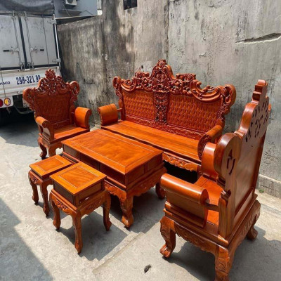 bộ bàn ghế lois hoàng gia gỗ gõ đỏ