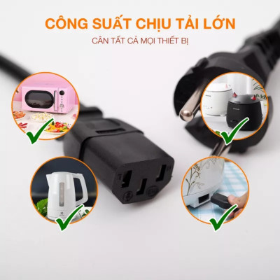 Dây Nguồn Đa Năng Chuyên Dùng Cho Máy Tính, Nồi Cơm Điện, Ấm Nước, Nồi Lẩu, An toàn, Tiện Dụng, Trong Gia Đình TakyHome 8602