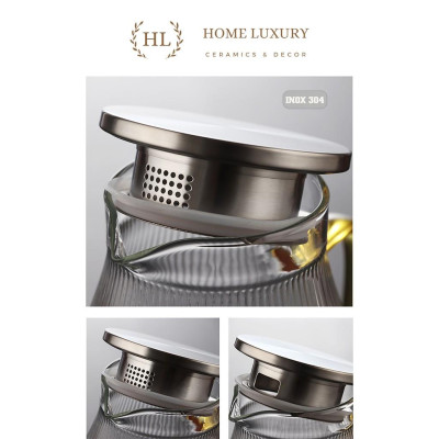 THỦY TINH BOROSILICATE SIÊU NHẸ - CHỊU NHIỆT - CƯỜNG LỰC | Bình cốc thuỷ tinh phong cách NORDIC kẻ sọc (Mix Lẻ)