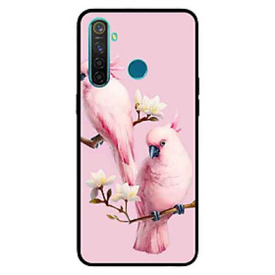 Ốp Lưng in cho Realme 5 Pro / Realme Q Mẫu Chim Vẹt Nền Hồng - Hàng Chính Hãng
