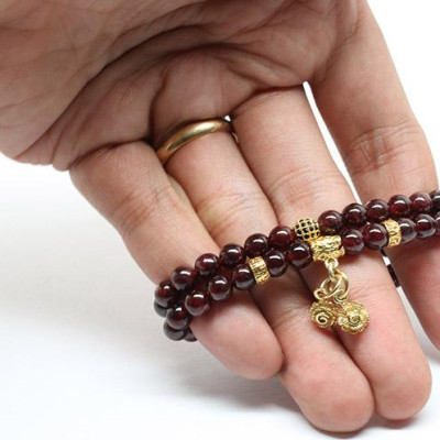 Cặp Vòng Garnet (Ngọc Hồng Lựu) 6mm Mix Charm Ngọc Quý Gemstones VT77