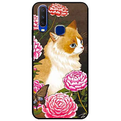 Ốp lưng in cho Vivo Y12/Y15/Y17 Mẫu Mèo Và Hoa