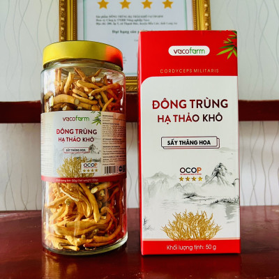 Đông trùng hạ thảo sấy thăng hoa thượng hạng hộp khối lượng 50g thủy tinh bảo vệ sức khỏe, mua 1 tặng hộp 10g, mua 2 tặng 1.