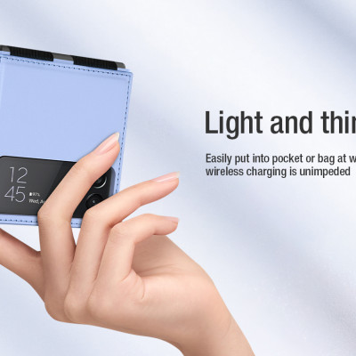 Ốp lưng dành cho SamSung Galaxy Z Flip3 lưng da viền TPU cao cấp hiệu Nillkin Qin - Hàng Nhập Khẩu