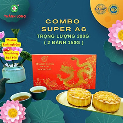 Hộp Bánh Trung Thu 2 bánh 1 trứng 150g - COMBO SUPER A6 - Thành Long (300g) - VIỆT NAM