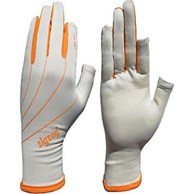 Găng tay hở ngón chống nắng UPF50+ kem cam Zigzag GLV00809