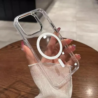Ốp lưng sạc từ tính nam châm trong suốt cho iPhone 13 / 13 Pro / 13 Pro Max hiệu HOTCASE Magnetic - trang bị đệm khi 4 góc, Viền TPU chống sốc, lưng PC chống ố vàng - Hàng nhập khẩu