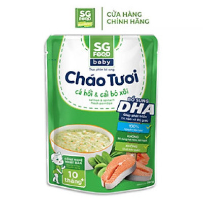 Cháo Tươi Baby Sài Gòn Food Cá Hồi & Cải Bó Xôi 240g