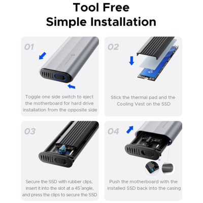 Hộp ổ cứng SSD ORICO M.2 NVME TypeC AXM2-G2-V1-GY-BP - Hàng Chính Hãng
