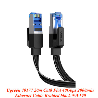 Ugreen UG40177NW190TK 20m 40Gbps 2000mhz dây dẹt Nylon Braided Màu Đen Cáp mạng Cat8 - HÀNG CHÍNH HÃNG