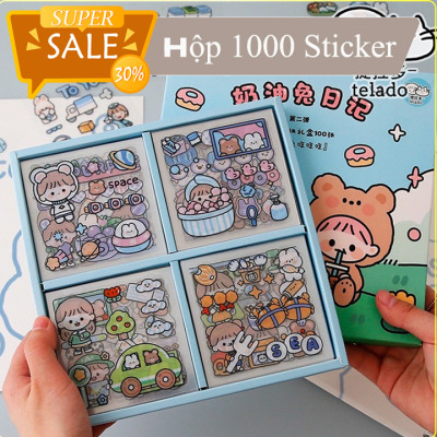Combo 100 Tấm Sicker Nhãn Dán Dễ Thương GroFa - Hàng chính hãng 