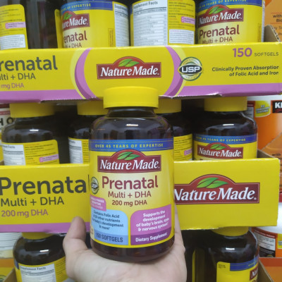 Vitamin cho bà bầu Prenatal Folic Acid+ DHA Nature Made giúp mẹ khỏe, bé phát triển não bộ, hệ thần kinh và thể lực - QuaTangMe Extaste