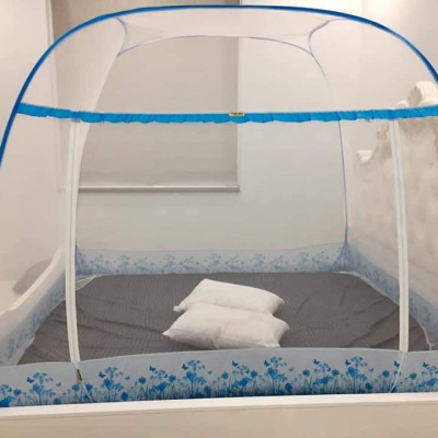 Màn Chụp Cao Cấp Mộc Miên Đỉnh Rộng - Kích Thước 1,2mx2m Trắng Viền Xanh ( Hà Nội )