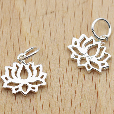 Combo 3 cái charm bạc hình hoa sen treo - Ngọc Quý Gemstones