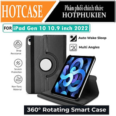 Case bao da xoay 360 độ cho iPad Gen 10 10.9 inch 2022 / Gen 11 A16 2025 hiệu HOTCASE chống sốc cực tốt, bảo vệ toàn diện, trang bị tính năng smartsleep - Hàng nhập khẩu