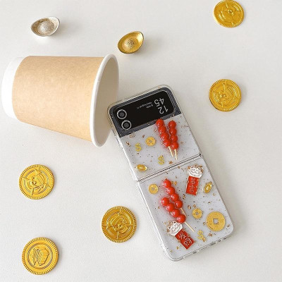 Ốp Lưng Chống Sốc Mèo Thần Tài Cho Samsung Z FLIP 6 / Z FLIP 5 / Z FLIP 4 Trong Suốt - BUM STORE GALAXY CASE