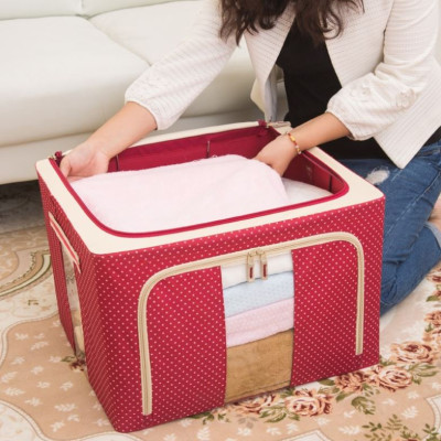 Túi Đựng Chăn Màn - Hộp Đựng Quần Áo Khung Sắt Gấp Gọn Amalife - Màu Ngẫu Nhiên