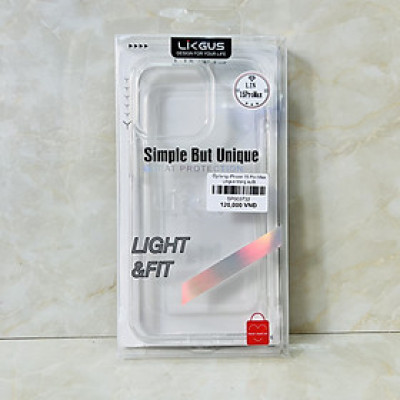 Ốp lưng cho iPhone 15 Pro Max Likgus trong suốt -hàng chính hãng