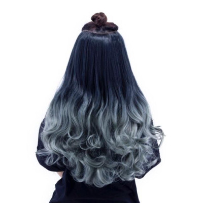 Tóc giả kẹp️ chữ u omber xanh khói cao cấp- hình thật