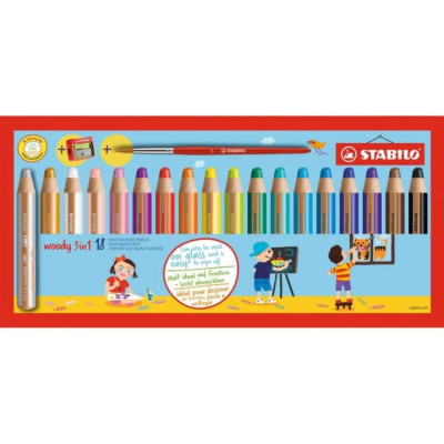 Chì Màu Stabilo Woody 3 in 1 CLK880-18C (Hộp 18 Cây)