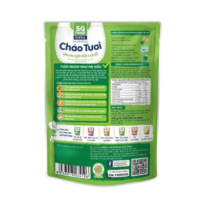 Cháo Tươi Baby Sài Gòn Food Tôm, Rau Ngót Nhật & Cà Rốt 240g