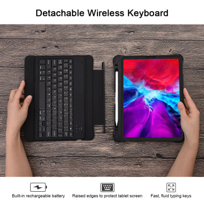 Case bao da bàn phím không dây Bluetooth cho iPad Pro 12.9 2021 Chip M1 / 2020 / 2018 có ngăn đựng bút hiệu CHOETECH BH-010 (cảm ứng mượt mà, gập nhiều hướng, trang bị bàn phím bấm) - hàng nhập khẩu