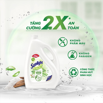 Nước Rửa Chén Bát Sunlight Thiên Nhiên Muối Khoáng & Lô Hội 3.6kg