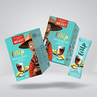 EiUp Cà Phê Hoà Tan Latte Sầu Riêng Dừa hộp 12 gói
