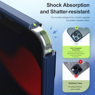 Ốp lưng chống sốc viền cao su cho iPhone 13 Pro Max (6.7 inch) thiết kế mặt lưng trong suốt Hiệu Rock hybrid Protective Case (độ đàn hồi cao, bảo vệ toàn diện, tản nhiệt tốt) - hàng nhập khẩu