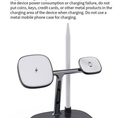 Sạc Không Dây Wiwu Power Air M8 4 In 1 Dùng Cho Iphone, Pencil, Alpple Watch, Tai Nghe Sạc Nhanh 15W - Hàng Chính Hãng