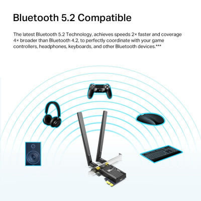 Card mạng WIFI 6 AX1800 Archer TX20E | Chuẩn PCIe | Bluetooth 5.2 | Phạm vi kết nối tín hiệu rộng | Bảo hành 2 năm | Hàng Chính Hãng