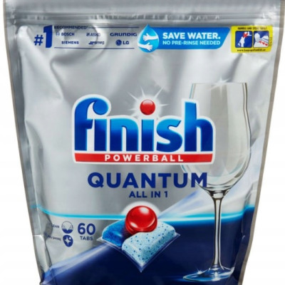 Viên rửa bát Finish Quantum All in one 60 viên không mùi - Châu Âu