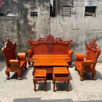 bộ bàn ghế lois hoàng gia gỗ gõ đỏ