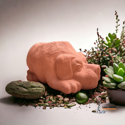 Chậu Gốm Đất Nung Hình Cún Dài 27cm X Cao 15cm