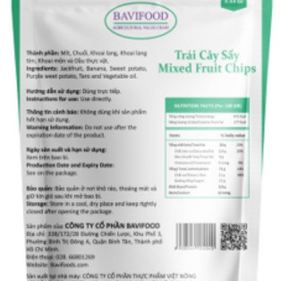 Trái Cây Sấy Chân Không (Mixed Fruit Chips), Giòn Xốp Tự Nhiên – BAVIFOOD, Khối Lượng: 100 grs (gói = 100 grs) – Premium