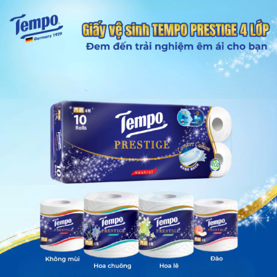 Lốc 10 Cuộn Giấy Vệ Sinh Tempo Prestige - Hoa Lê
