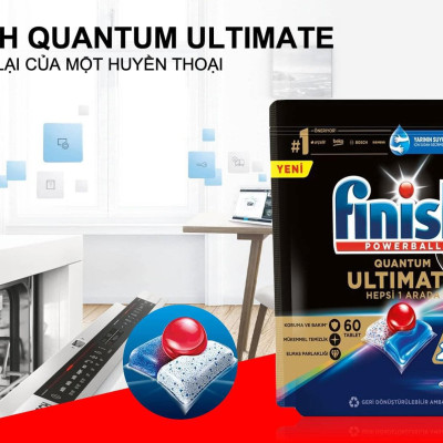 Viên Rửa Chén Bát Finish Quantum Ultimate Túi 60 Viên - Nhập khẩu từ Đức
