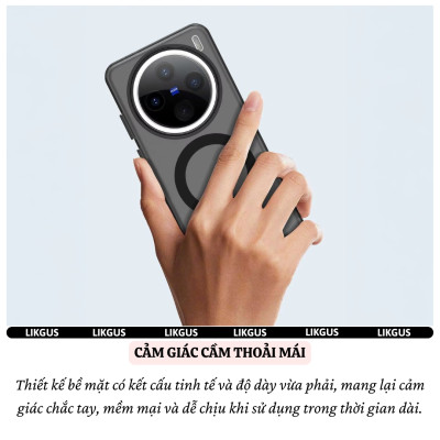 Ốp lưng nhám sạc nam châm từ tính magnetic cho Vivo X200 Pro / Vivo X200 Ultra hiệu Likgus TUAN MAG - Viền TPU đệm khí chống sốc, Viền nhô cao – Bảo vệ camera & màn hình, Chống bám vân tay - Hàng nhập khẩu