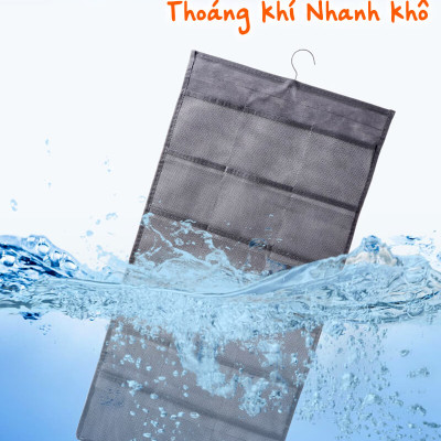 Túi Treo Quần Áo Lót Vải Lưới Nhiều Ngăn Để Đồ Tất Vớ Thoáng Khí Đa Năng Đinh Móc Dán Tường Hamart