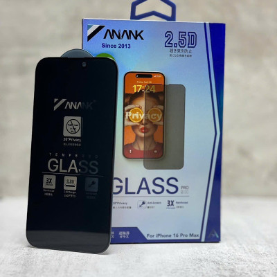 Kính cường lực chống nhìn trộm dành cho iPhone 16, iPhone 16 Pro, iPhone 16 Plus, iPhone 16 Pro Max hiệu ANANK Privacy chống vỡ, chống xước cao cấp - Hàng chính hãng