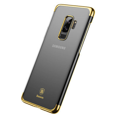 Ốp lưng Silicone cứng chống vân tay trong suốt viền si Crome màu Baseus Glitter Case cho Samsung Galaxy S9 S9Plus  (Hàng chính hãng)