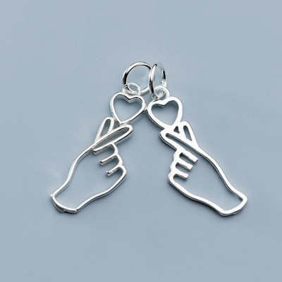 Combo 4 cái charm bạc hình bàn tay bắn tim treo - Ngọc Quý Gemstones