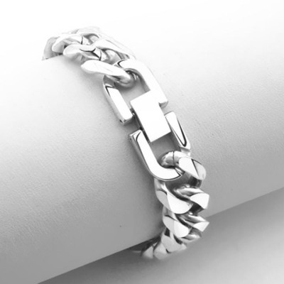 Vòng tay nam - Lắc tay nam titan lặc đơn kiểu vác cạnh cao cấp khóa bộ inox trangsucpt 13mm PTLTNA14