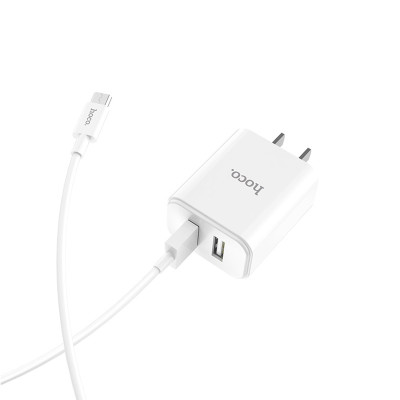 Bộ sạc 2 cổng USB Hoco C62 Micro + Tặng Đầu Bảo Vệ Đầu Cáp - Chính Hãng 