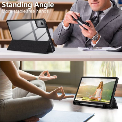 Bao da cho Lenovo Tab M11 (TB-330FU/TB-330XU) Zaki Smartcover mặt lưng trong suốt - Hàng Chính Hãng